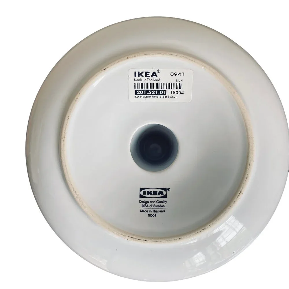 Vintage Ikea Bjorkefall White Ceramic Candle Stick Holder Drip Pan Handle 6 x 7